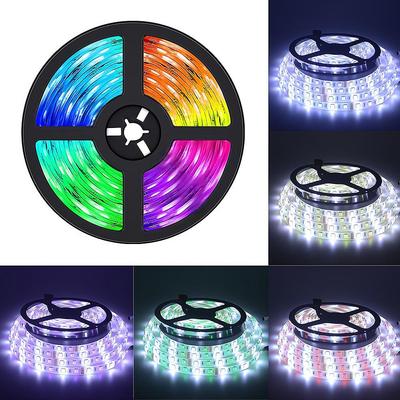 5M SMD 5050 RGB LED Strip IP65 Waterproof DC 12V 5M 300LED RGBW RGBWW LED Light Strips Flexible with 3A Power and Remote Control