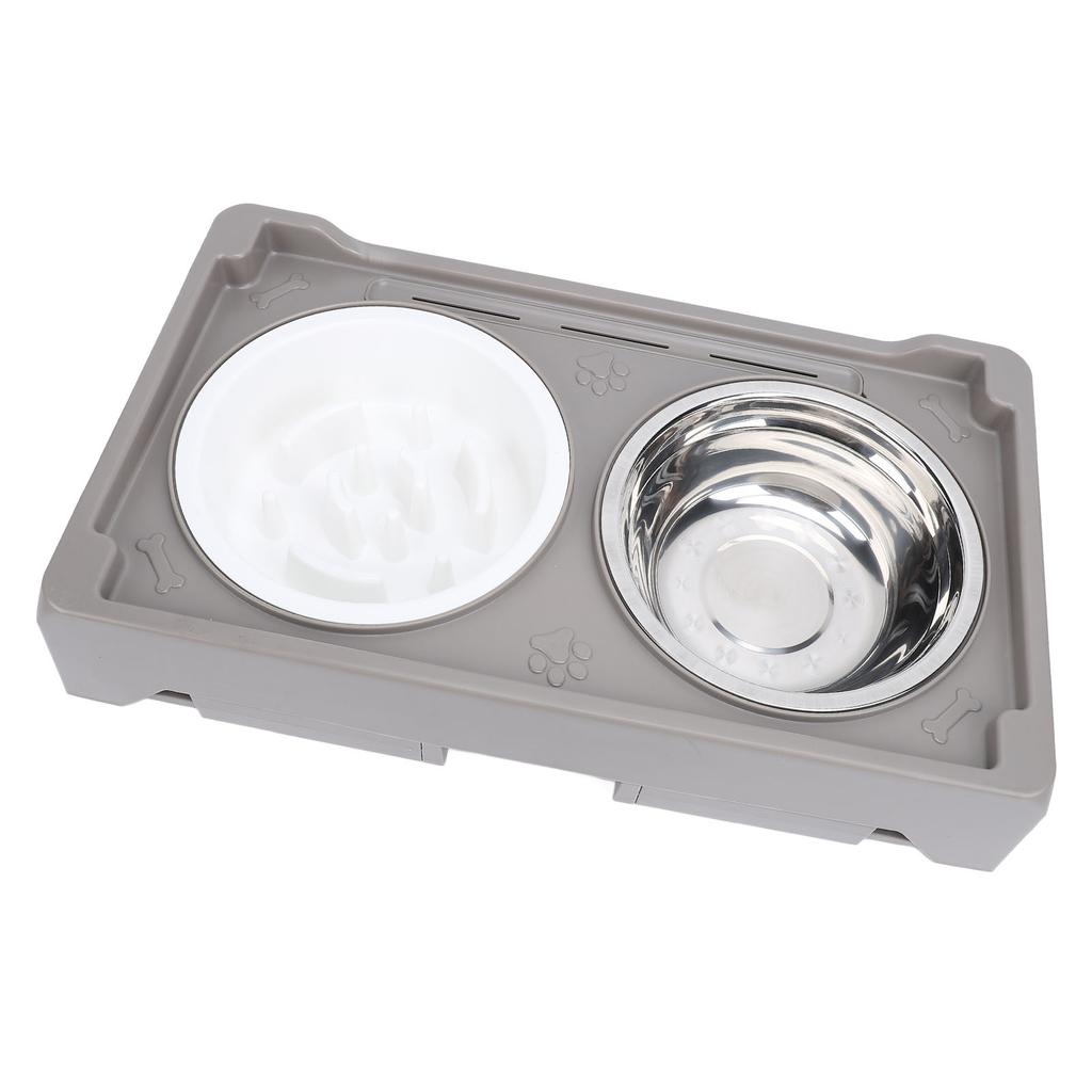 Elevated Dog Bowl Adjustable Height Promote Healthy Digestion Antislip Slow Feeder Food Water Bowl