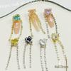 Nail Zircon Jewelry: Colorful Peach Heart Tassel Pendant with Long Chain - 183 Styles of Wearable Nail Accessories
