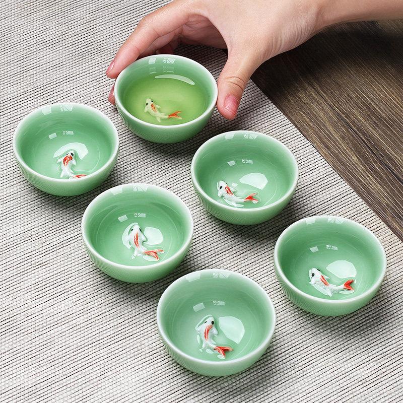 Household Kung Fu Teacup 1 pack ceramic single tea cup purple sand celadon white porcelain bone china tea bowl accessories tea cup