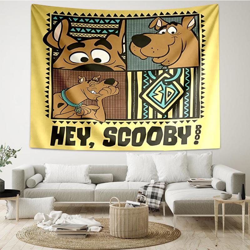 Scooby-Doo Print Tapestry, Backdrop, Easy Setup, Ideal for Bedroom, Office & Living Room, with Aesthetic Wall Hanging Decor.