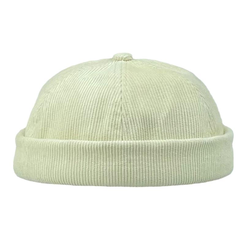Einfarbige Corduroy Minimalistische Unisex Krempenlose Mütze Winddichte Beanie Melonenhautmützen, Vermieter Hüte, Hip Hop Hüte, Runde Hüte