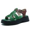 Fashion GKTINOO Summer Mixed Color Genuine Leather Sandals Roman Shoes Platform Wedges Woven Thick Soled Sandals Women Shoes Large Size