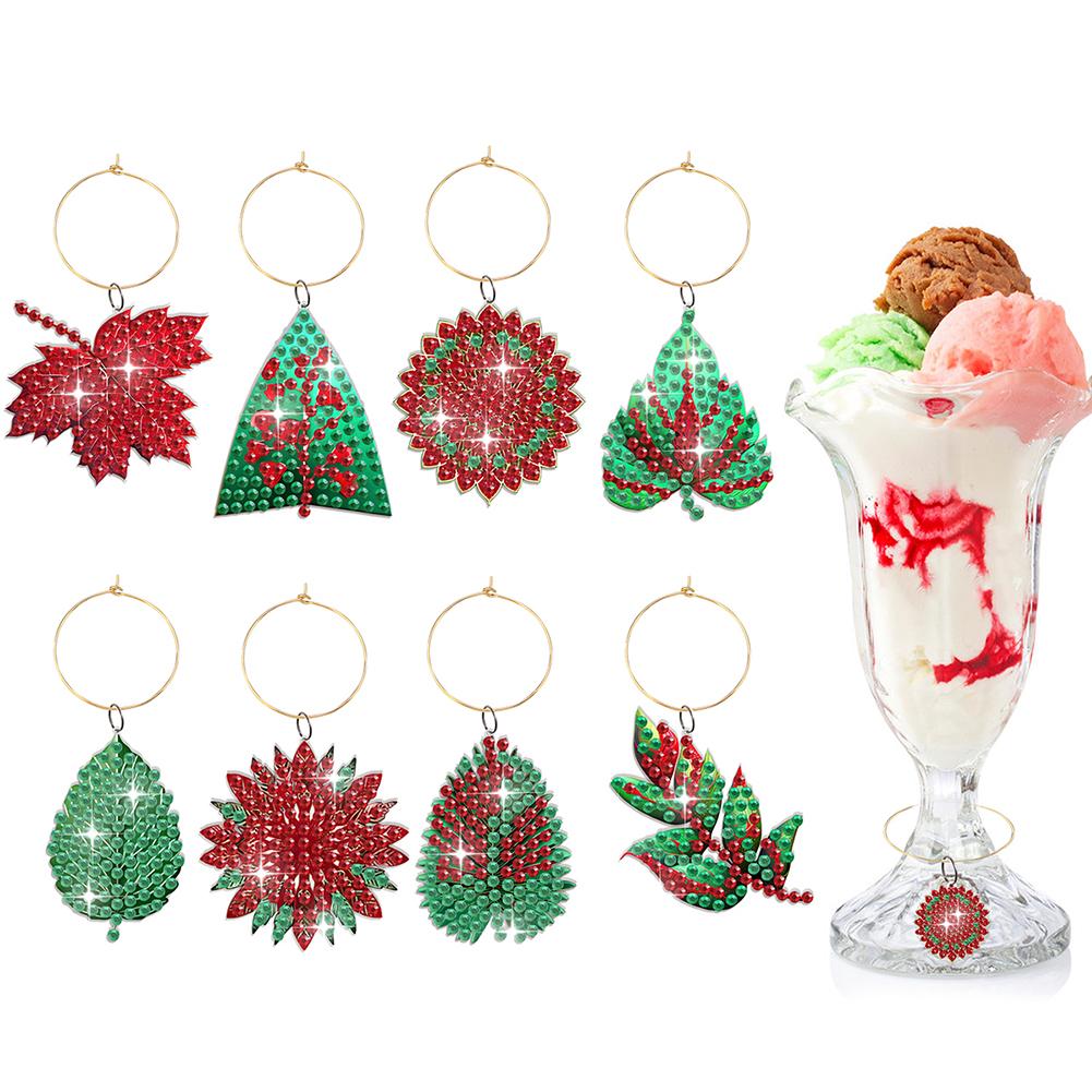 6/8 Pcs Diamond Art Drink Markers Leaf Hat Cake Diamond Painting Wine Glass Decor Butterfly Cat Kaleidoscope for Adult Beginners