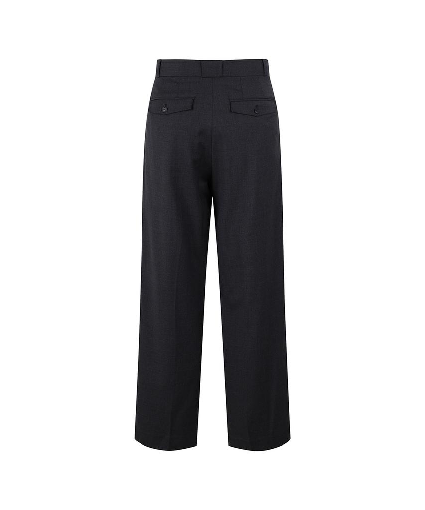 SIECLE One-Pleat Wide Trousers (Charcoal Gray)