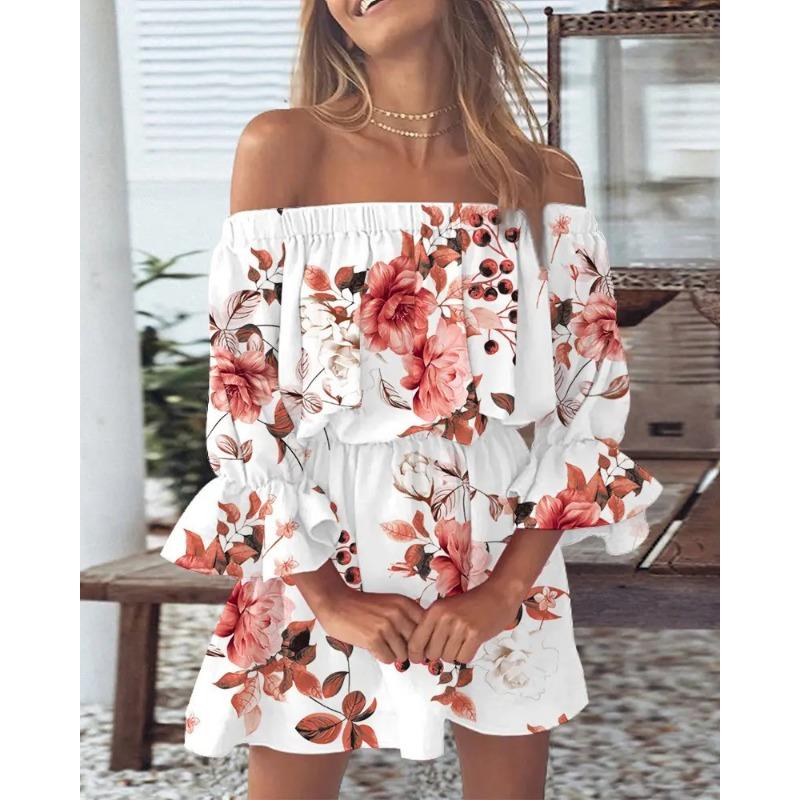 Damen Ein-Schulter-Druckkleid