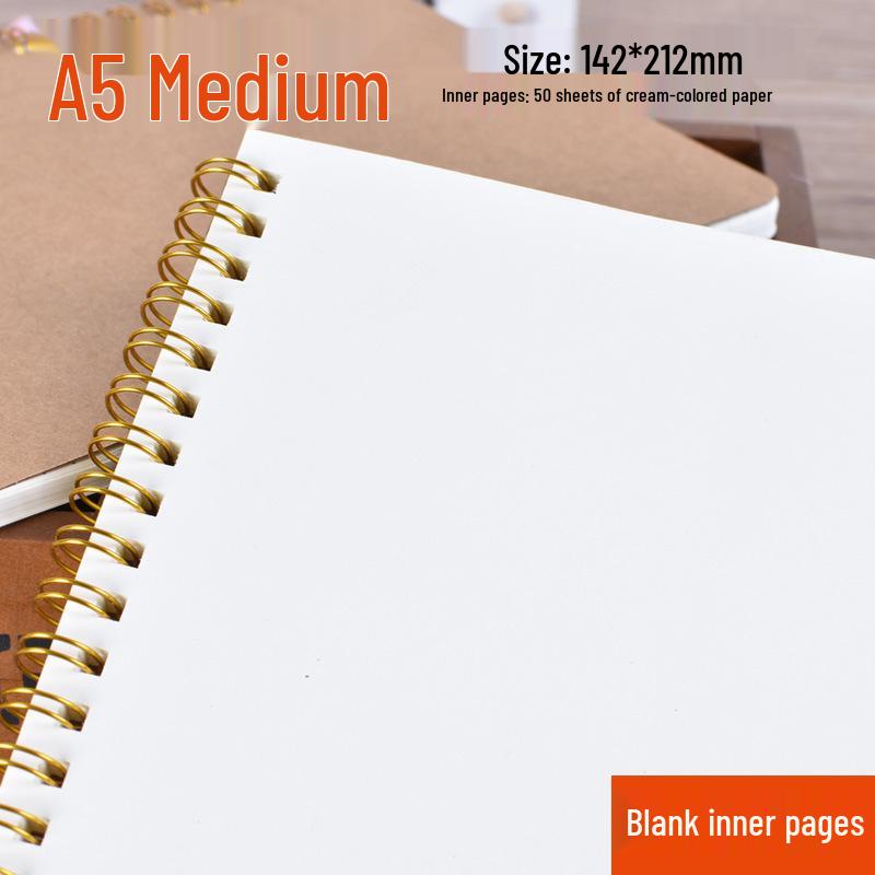 A5 Dot Grid Kraft Paper Coil Notebook for Office and Students