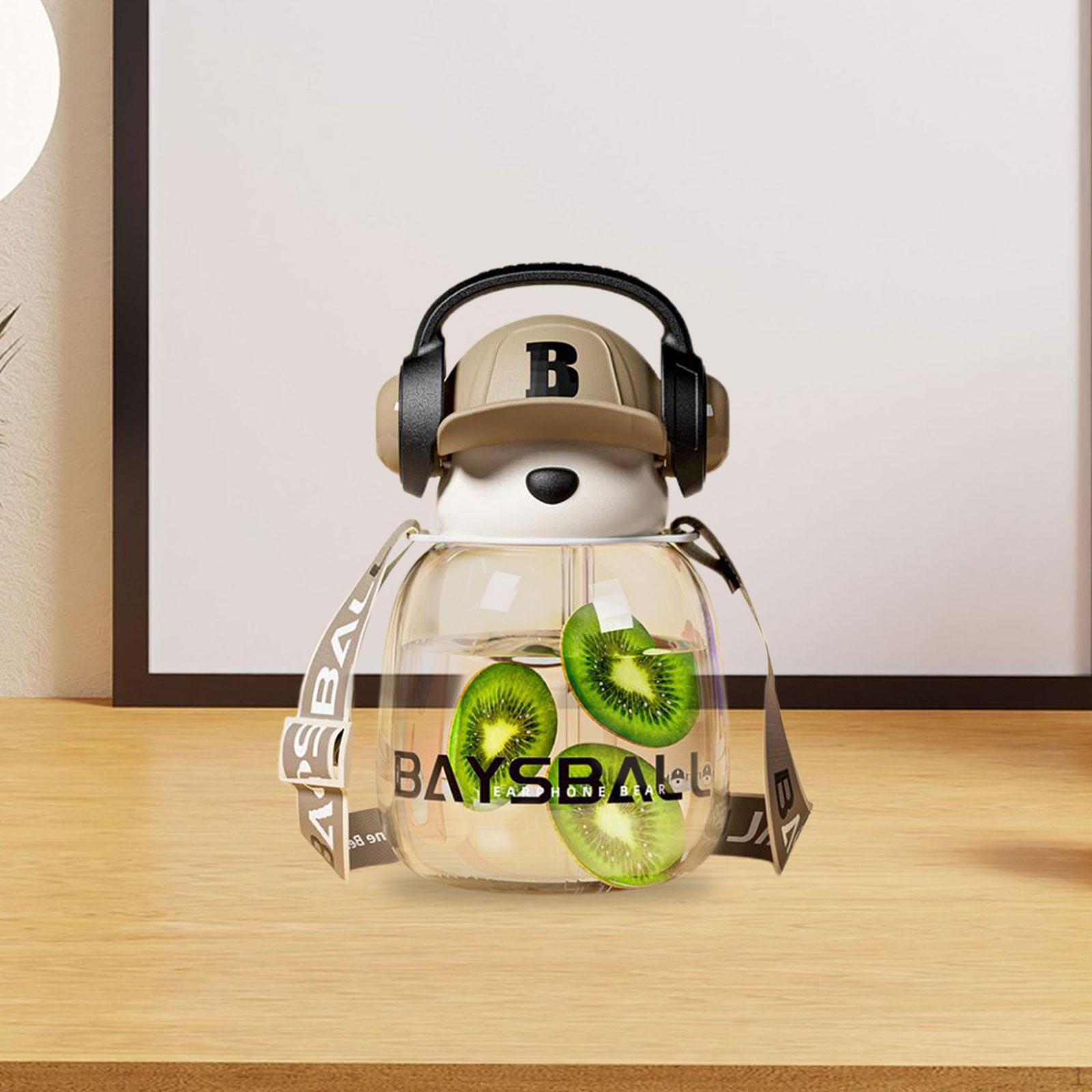 

Симпатичная бутылка для воды для детей, чашка для питья 650 мл с ремешком для спортивных путешествий transparent brown