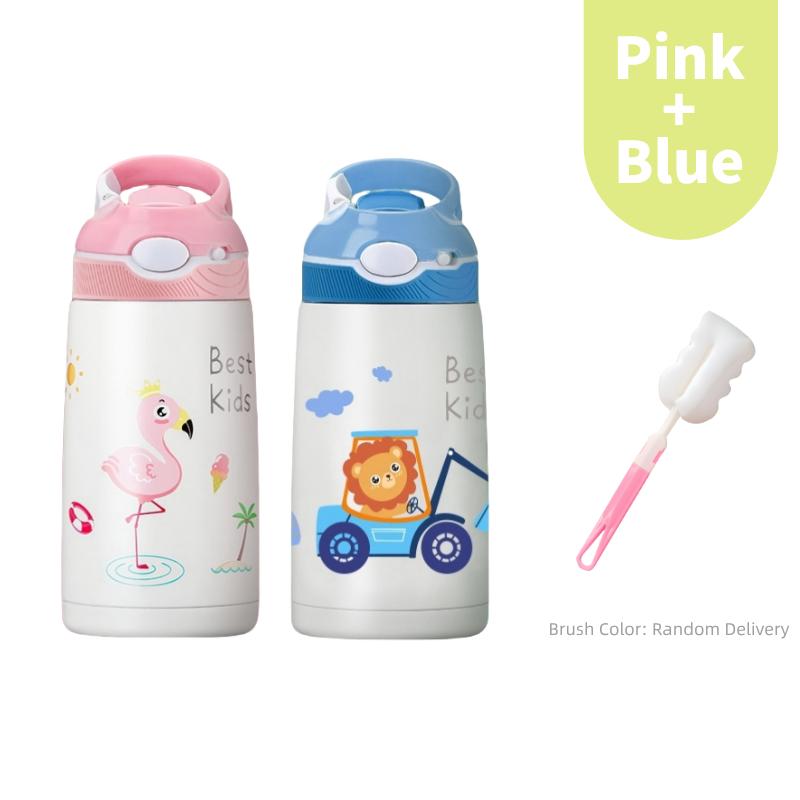 400ML Kids Water Bottle Cartoon Animal Thermos Mug Baby Duck Billed Straw 316 Stainless Steel Vacuum Flasks Thermos Bottle