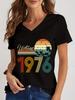 Unisexs Tshirts 1975 Graphic Vintage 1970 To 1979 Casual Vneck Harajuku Fashion Vneck Summer Aesthetic Retro Shirts Female