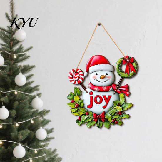 Natural Wood Holiday Accents Wooden Christmas Hanging Pendant, Snowman/Santa Claus/Gnome Ornament with Tree Ornaments Hemp Rope for Indoor Outdoor