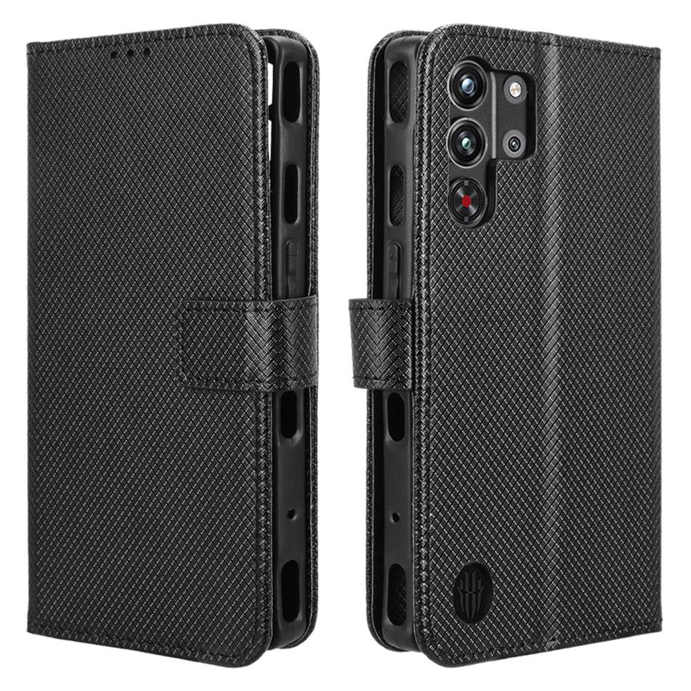 

Для ZTE nubia Red Magic 10 Pro+ 5G/10 Pro 5G Чехол PU Кожа Алмазная Текстура Кошелек Чехол для Телефона Black