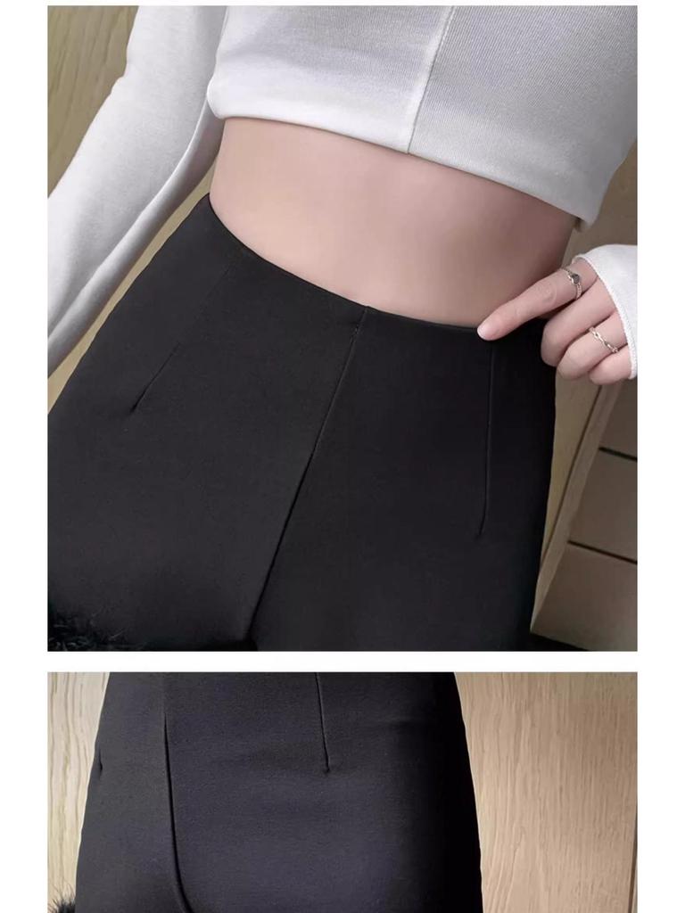 Black Raw Edge High Waist A-Line Slimming Shorts for Women - Autumn/Winter 2024 Fashion