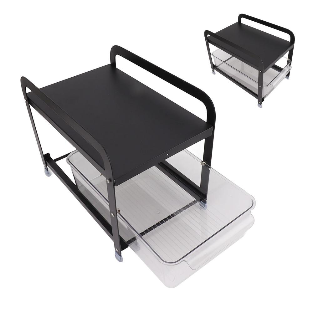 PET Clear Drawer Under Counter Organizer Anti Slip Foot Pull Out Drawer Basket for Kitchen Cabinet