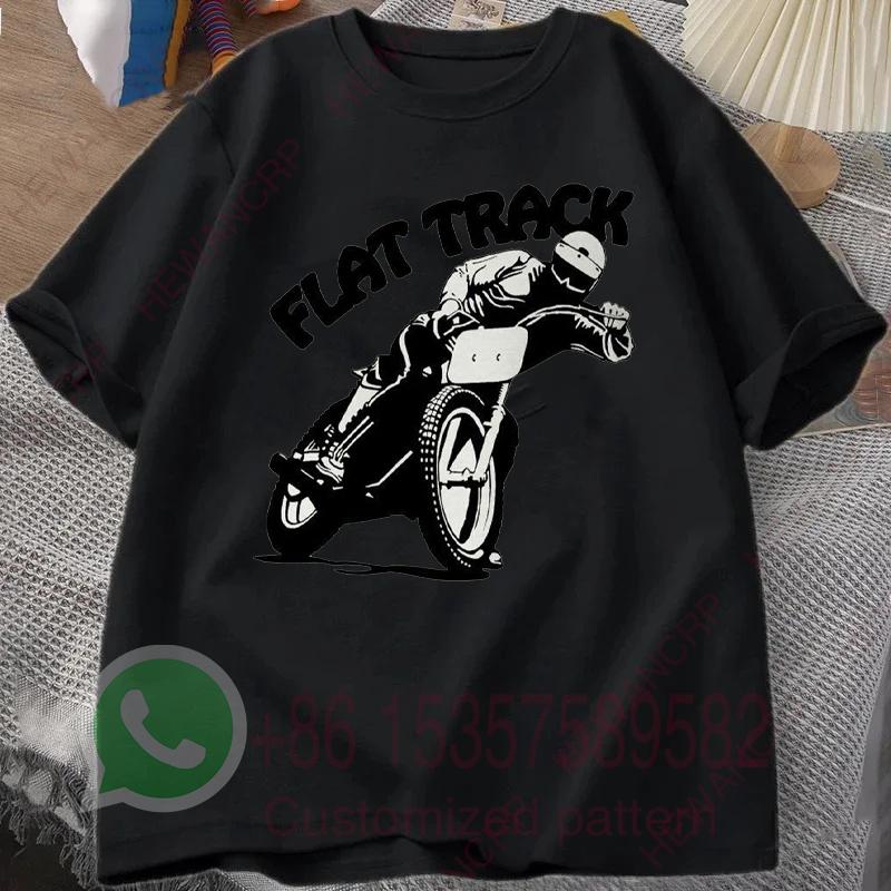 Flat Track Motorcycle Racing Tshirt Mens Tracksuit Cotton Casual Sportswear Crew Neck Pullover Short Sleeve Summer Streetwear