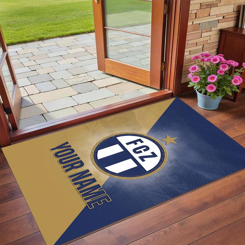 Crystal Velvet Rug Custom Name Text, Soft Non Slip Floor Mat Home DecorFC Zürich