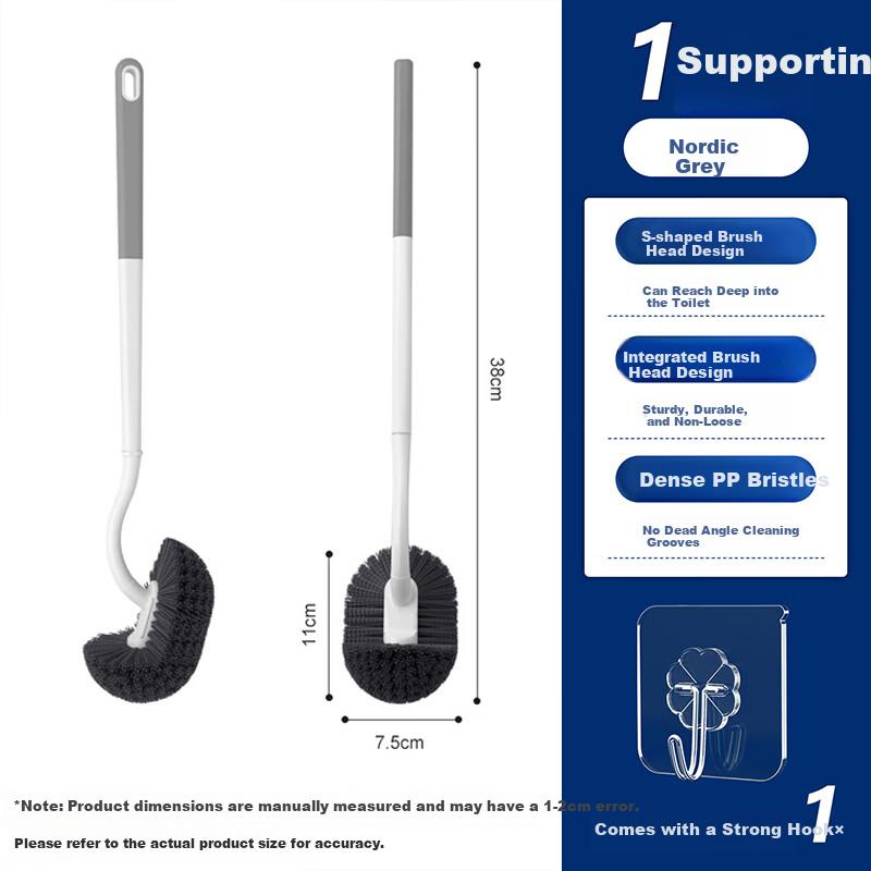 Jiebishi Home Toilet Brush with Wall-mounted Holder, Long-handled Toilet Cleaning Brush