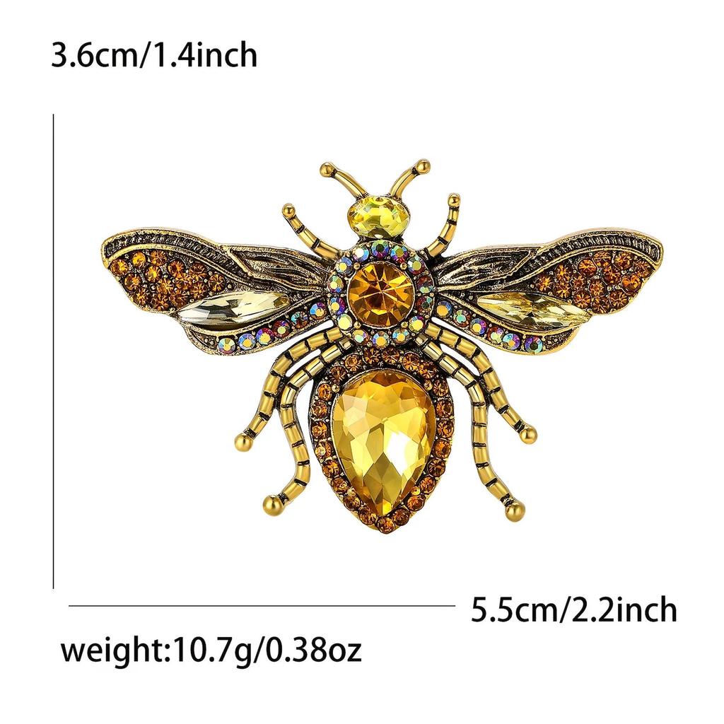 Retro Rhinestone Bee Brooch: Unisex Alloy Insect Pin Versatile Corsage Accessory