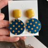 New Vintage Color Blocking Y2k Dopamine Fashion Polka Dot Drop Geometric Earrings for Women Sweet Acrylic Jewelry Accessories