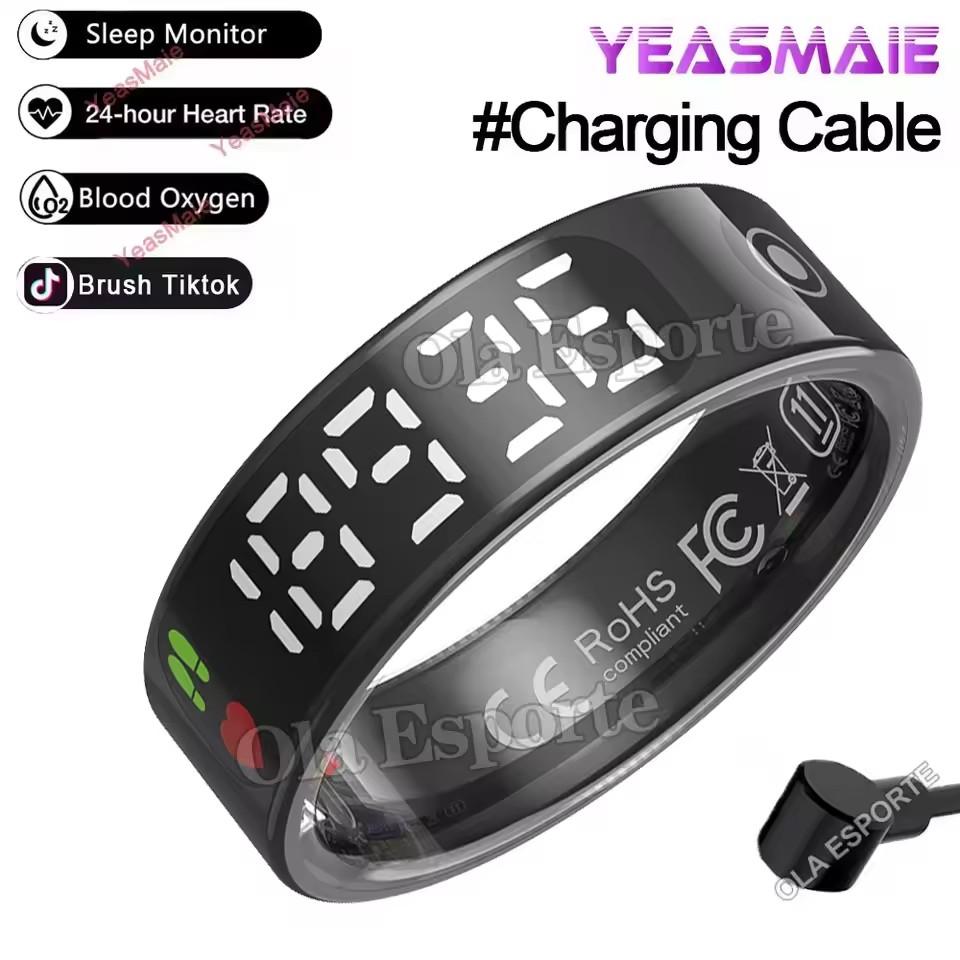 New Smart Ring LED Display Screen Heart Rate Blood Oxygen Monitor Waterproof Fitness Sports Smartring Men Women For Android IOS