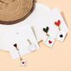 2 Pairs Trendy Clock Poker Card Drop Earrings Asymmetric Ear Accessories Stylish Earwear for Festivals and Gatherings