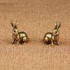 1Pair Lucky Rabbit Statue Ornaments Antique Copper Zodiac Vintage Solid Brass Animal Miniature Figurine Tea Pet Desk Decor