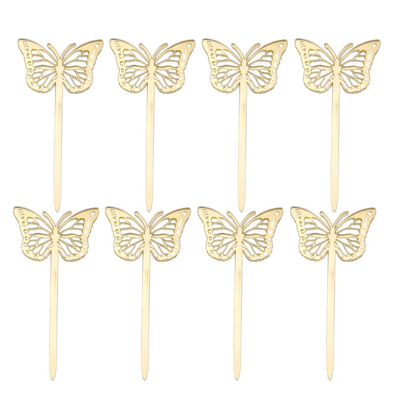 8 Stück Acryl Schmetterling Cupcake Topper Golden Silbern Transparent Kuchen Topper Hochzeit Geburtstagsfeier Zeremonie Babyparty Deko