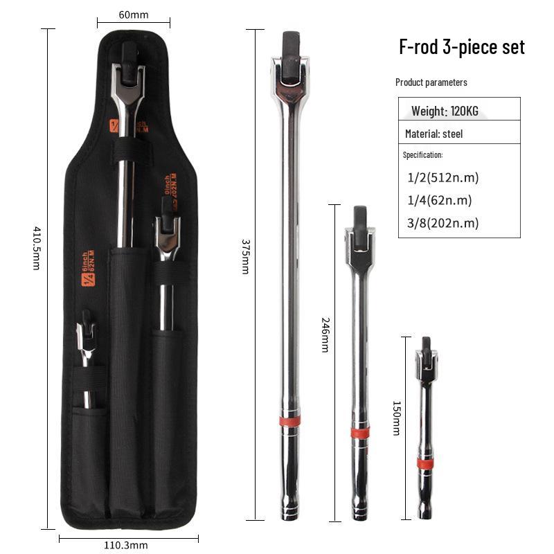 F-Handle Adjustable Socket Wrench Extension Rod with Universal Bend