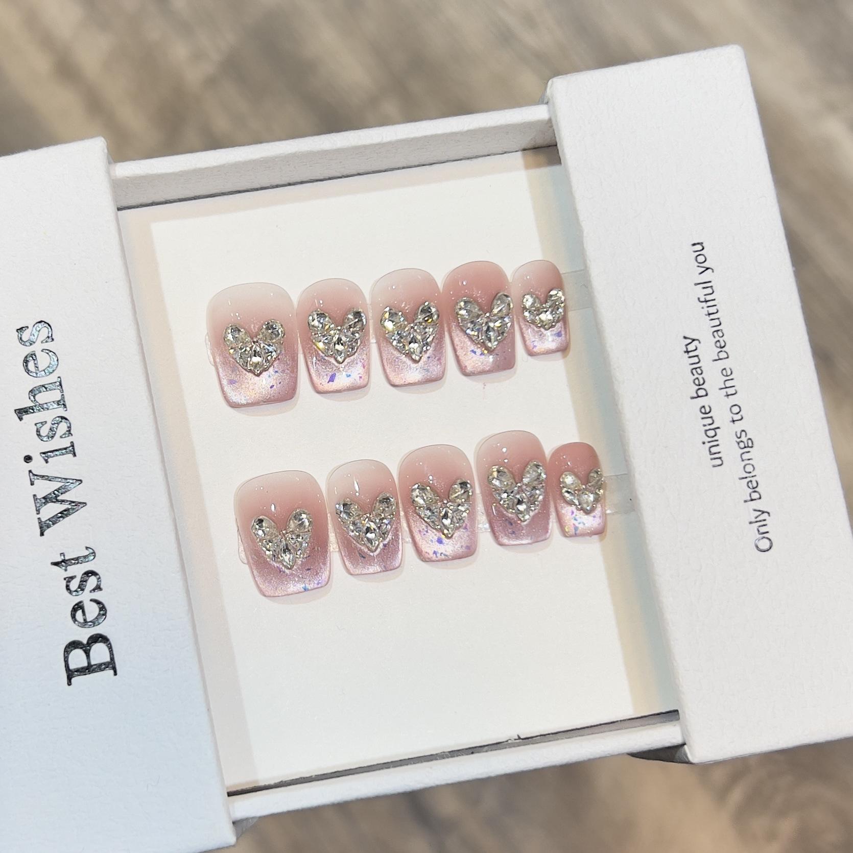 

Fresh Pink Blush Cat Eye Flicker Zircon Hand-wearing Armor Large L