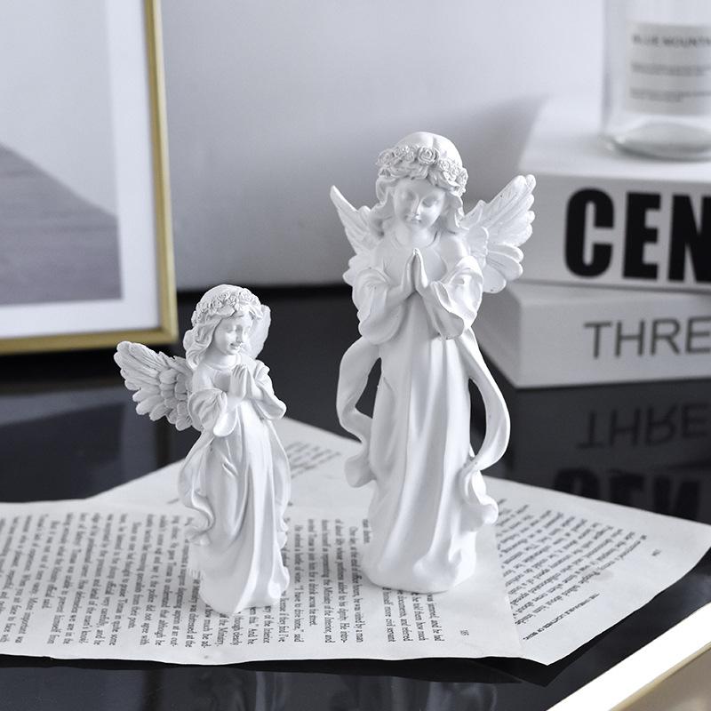 European Classic Praying Angel Resin Crafts Ornament Little Girl Statue Home Desktop Decoration