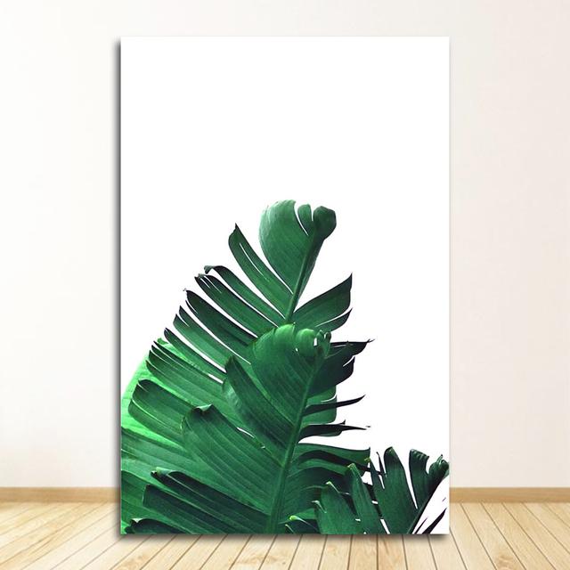 Blatt-Leinwanddrucke und Poster, Wandkunst, Heimdekoration, nordische grüne Pflanzen-Leinwand-Malerei, Wandbilder, tropische Palmen-Bananen-Schildkröte