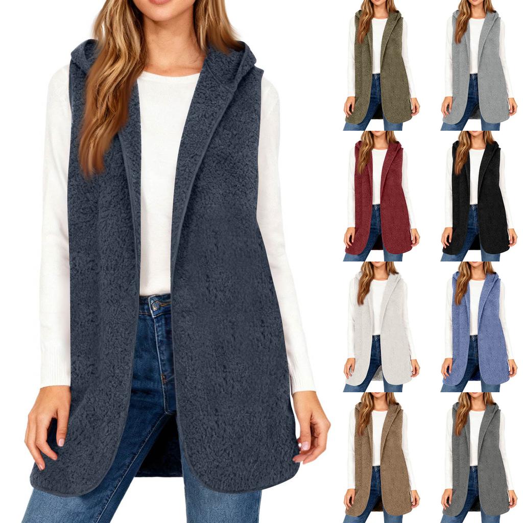 Women's  Hoodies Oversized Fleece Long Pullover Hooded Sweatshirts Casual Sleeveless Hoodie Jacket
