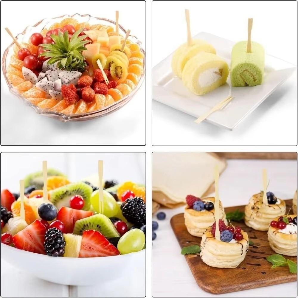 100Pcs Mini Bamboo Appetizer Forks Eco-Friendly Dessert Fork Bamboo Disposable Fork Dessert Serving