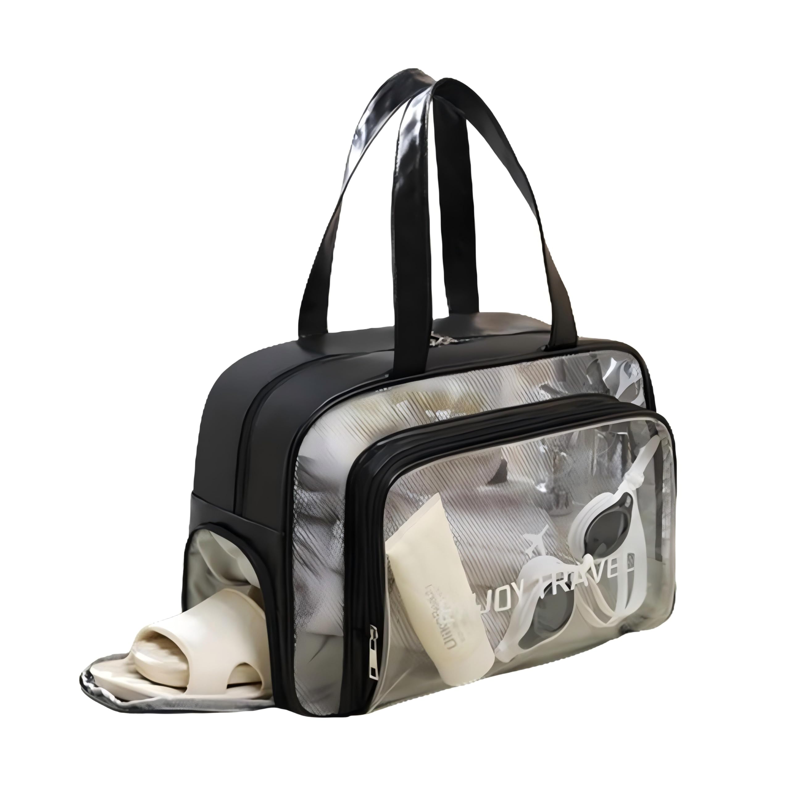 

FLORPERRY Transparent Storage Cosmetic Pouch with Wet and Dry Fitness Wash Large Capacity Makeup Waterproof Travel Portable Cosmetic Vanity Makeup чёрный