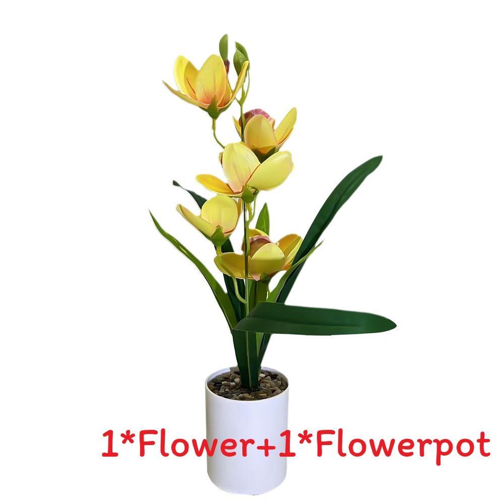 Cymbidium Rolfe Faberi Flusssteine Bonsai Simulierte Blume Topf Für Deko Hotel
