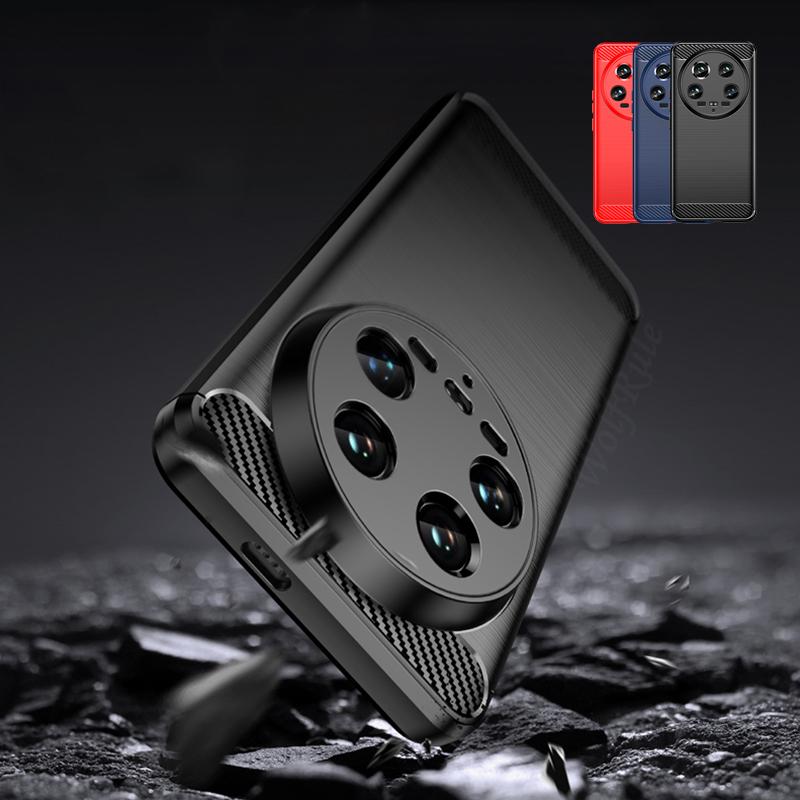 For Cover Xiaomi Mi 14 Ultra Case Xiaomi 14 Ultra Capa Shockproof Carbon Fiber Phone Bumper TPU Soft Cover Mi 14 Ultra Fundas