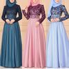 Vintage muslimské ženy krajkové patchworkové šaty Dubaj Kaftan bez hidžábu s dlouhým rukávem