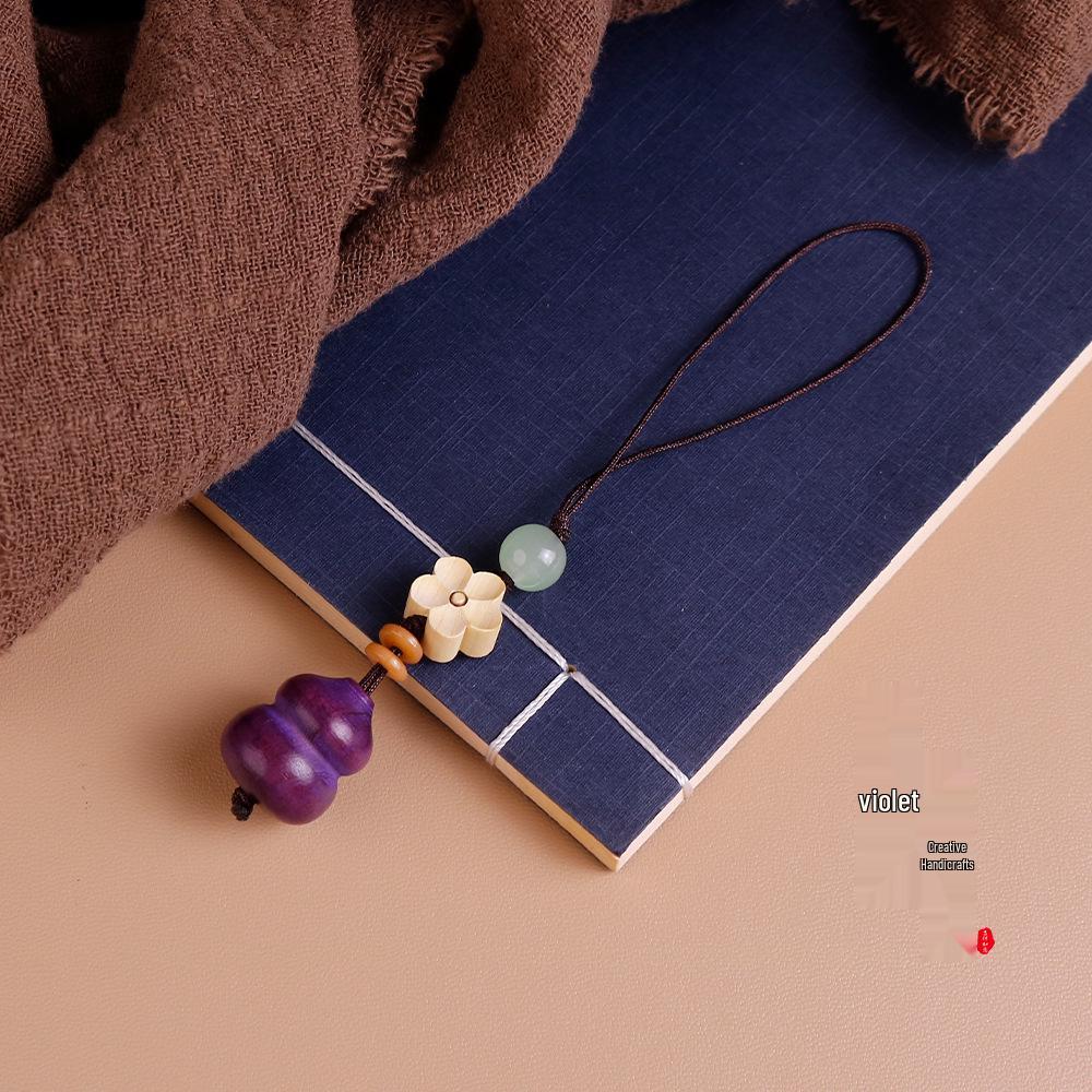 Chinese Rosewood & Sandalwood Phone Lanyard: Handmade Fortune & Prosperity Charm Keychain