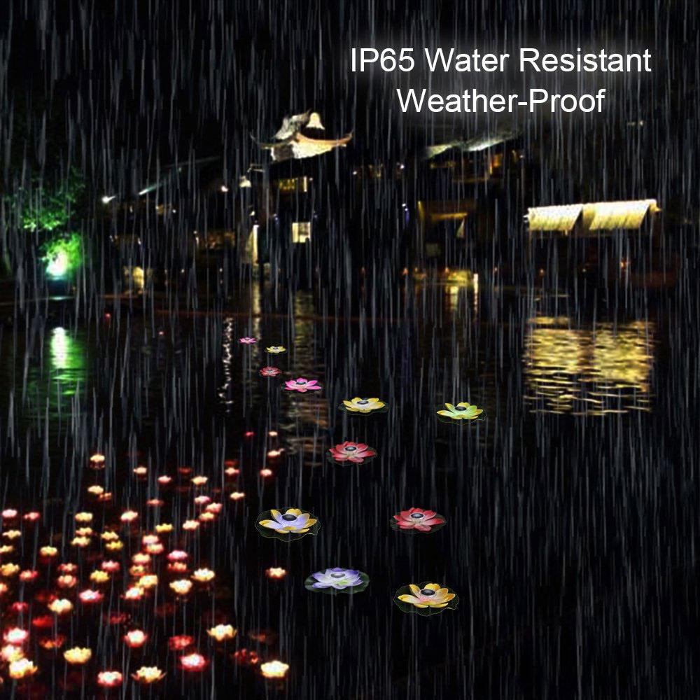 Solar Lotus Lamp LED Flower Light Floating Fountain Pool Night Lamp with 7 Colors RGB LED Light for Garden Pool Party Decoration