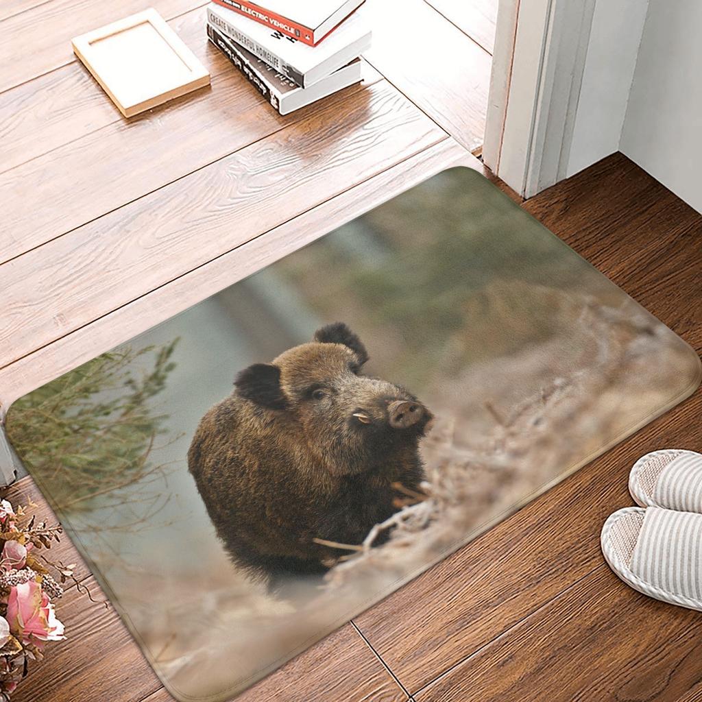 Wild Animal Boar Floor Door Bath Kitchen Mat Anti-Slip Indoor Doormat Living Room Entrance Carpet Rug