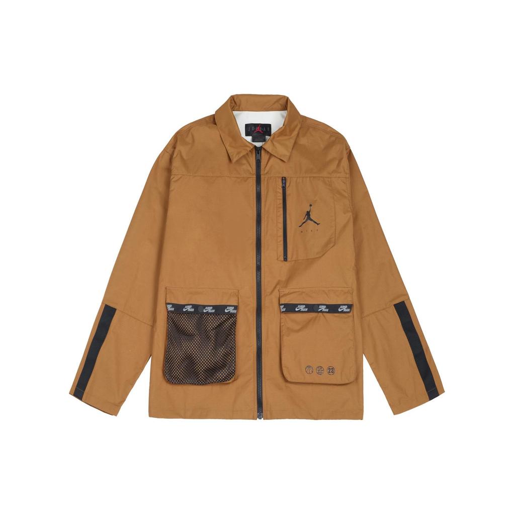 Jordan SS22 Jumpsuit Sports Jacket With Turn-Down Collar Men Outerwear Brown Yellow DJ0243-241