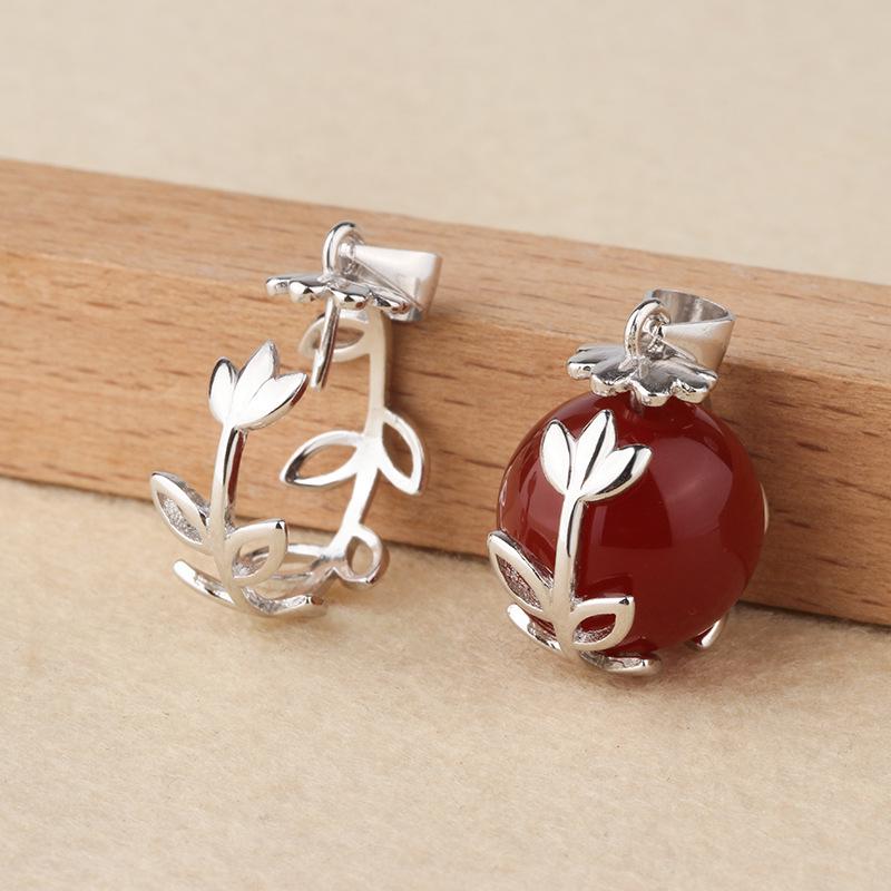 Tingxiang S925 Sterling Silver Adjustable Round Bead Pendant Blank – Wax Amber Setting. Round Bead Flower Support Price Per Piece белого золота