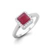 6MM Square Shape Ruby Halo Accent 925 Sterling Silver Wedding Engagement Ring