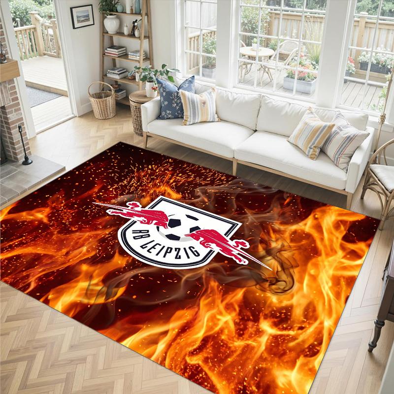 RB Leipzig Football Design Crystal Velvet Carpet Cozy Non?Slip Printed Rug For Bedroom Living Room Entrance