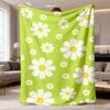 1pc Contemporary Floral Flannel Throw Blanket | Soft, Lightweight Polyester Shawl for Travel, Camping, Living Room, Office, Sofa, Chair, Bed - All-Sea