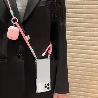 Capa de Celular com Cordão Longo Transversal para Pendurar no Pescoço para iPhone 17 16 Pro Max 15 14 13 12 11 17Air Capa Dura para Viagem ao Ar Livre