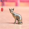 1PCS Solid Brass Hairless Cat Small Statue Desktop Ornaments Vintage Animal Figurines Model Lucky Home Decorations Crafts