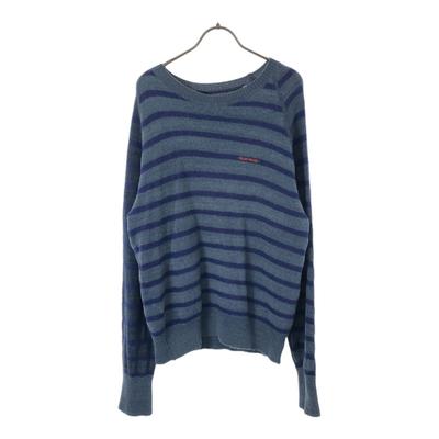 Fatto in Giappone 100% lana bordo Maglione a maniche lunghe 3 Maglia blu Uomo Usato