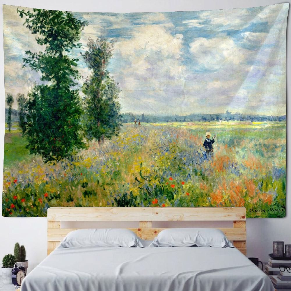 Vintage Tapestry, Art Poster, Lotus Wall Hanging, Van Gogh Oil Painting, Aesthetic Tapestry, Living Room And Bedroom Decoration