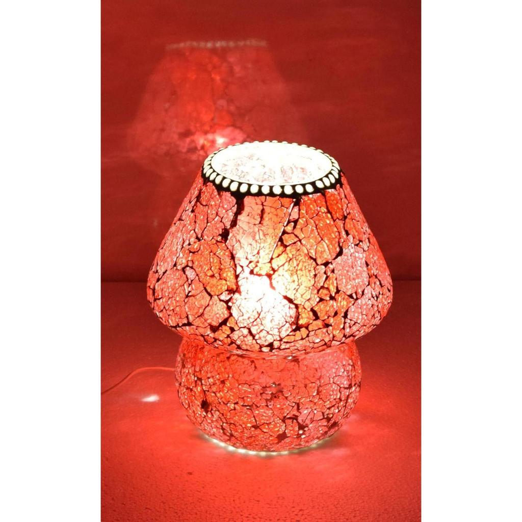 Mushroom Shaped Mosaic Glass Lamp for Home/Office/Festival Decoration (Bulb Not Included)  (23 cm)